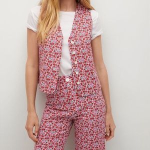 [SET] Mango Pink Floral Gilet Vest & Pants